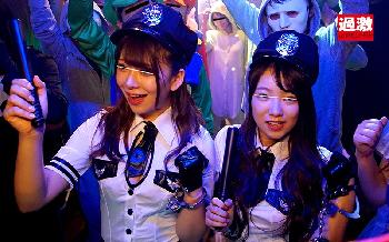 怖いもの知らずな素人ギャル2人をハロウィンで浮かれているクラブ内で激情交尾乱交