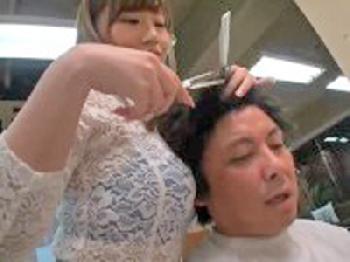 胸を押し当て髪もペニスもサッパリさせてくれる天使のような痴女美容師