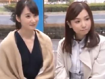 素人の巨乳お姉さん二人組をマジックミラー号に乗せて→流れで官能的性交ぶっかけ成功