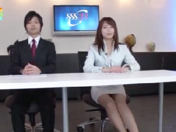 生放送中にも関わらず巨乳女子アナウンサーが全裸でスタッフと性行為