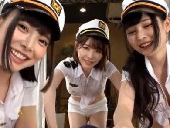 3人の色情狂機長さんに乗られてハーレム中出し乱交