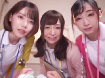 痴女ナース3人組にペニスを奪い合われて朝から連発射精