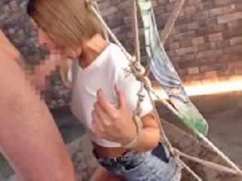 スパイダー拘束したギャルにギン勃ちペニスを押し付け陵辱