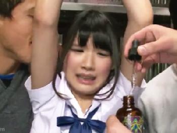 キュートなお嬢様制服娘を廃屋に監禁拘束してクズ男たちエンドレス中出し凌辱