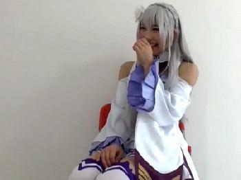 REゼロ・エミリアコスプレのコスプレイヤーを洗脳→男性器大好きSEXマシーンにしたてて性交オフ会