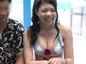 巨乳水着素人を彼氏の目の前で中出し寝取り