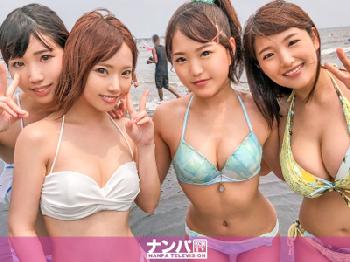 いたらラッキーハズレなし女子大生4人組を海ナンパして複数人での性行為