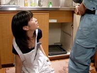 キュート人妻が内装業者に調教され夫にバレないようにキッチンで密通性交