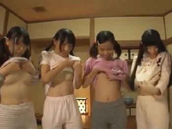 黒髪のベビーフェイス美少女集団が変態男の性教育でアクメ初体験