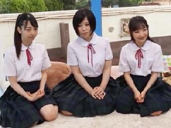 クラスでも人気者の美少女女子校生トリオを纏めてマジックミラー号に載せて順番に挿入