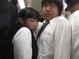 電車の揺れを利用して痴漢する男性会社員にそのまま挿入された美少女女子校生