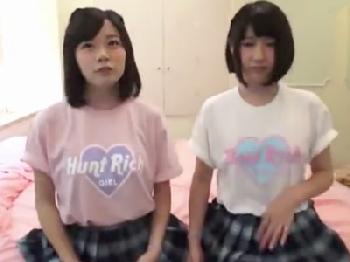 キュートな女子校生2人組と3P性交