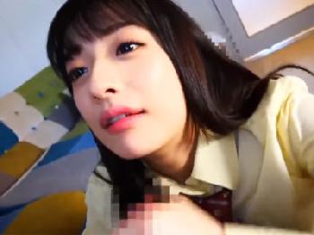 顔立ちの整った制服女子校生娘にペニス奉仕させて→そのまま女性器内射精