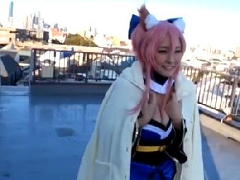 FG〇・玉藻の前コスプレの爆乳コスプレイヤーがおねだりSEX