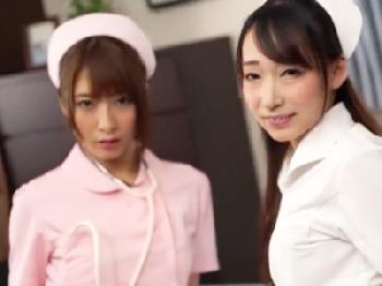 デカ尻の痴女ナースコンビが挟み撃ち杭打ちピストンで患者の精液搾取