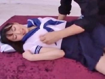 黒髪制服女子校生のおまんこの中へ挿入したまま発射して精液塗れの膣内を小型カメラで観察W