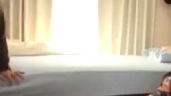 半ケツでTバック丸出しな家政婦さんがご主人様を魅惑的に誘い下半身の世話もバッチリW