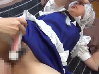 【個人撮影】東方のメイド長に変身した現役学生美少女コスプレイヤーにゴムなし挿入中出し!!