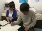 巨乳家庭教師がノーブラで乳首浮きまくりなせいで股間が暴走して中出し交尾